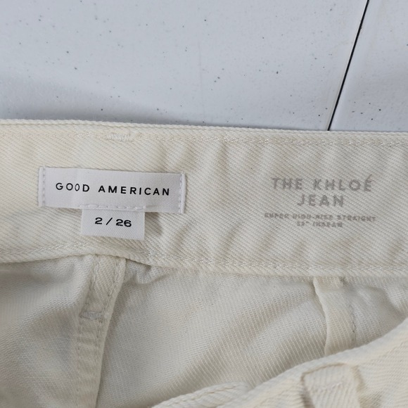 Good American The Khloe Jean Super High Rise Straight Distressed White Size 2 - Picture 8 of 10